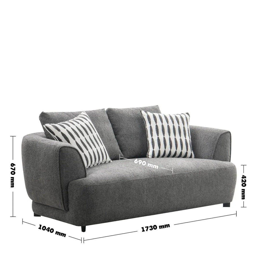 Modern mixed weave fabric 2 seater sofa oble size charts.
