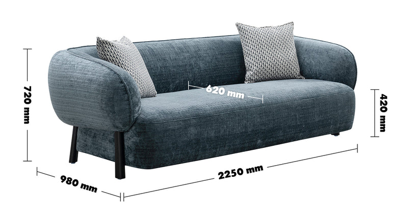 Modern Mixed Weave Fabric 3 Seater Sofa NEP Size Chart