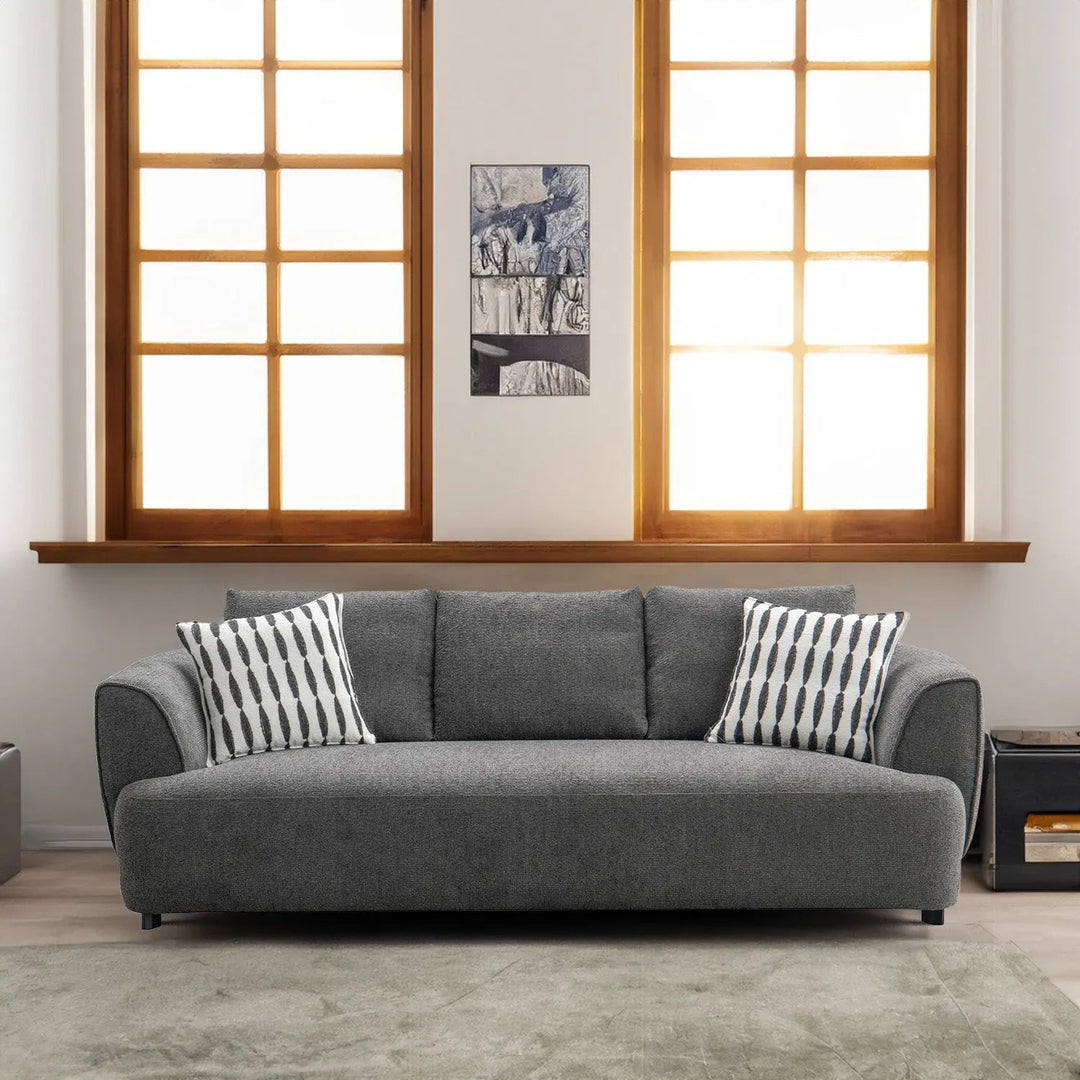 Modern mixed weave fabric 3 seater sofa oble primary product view.