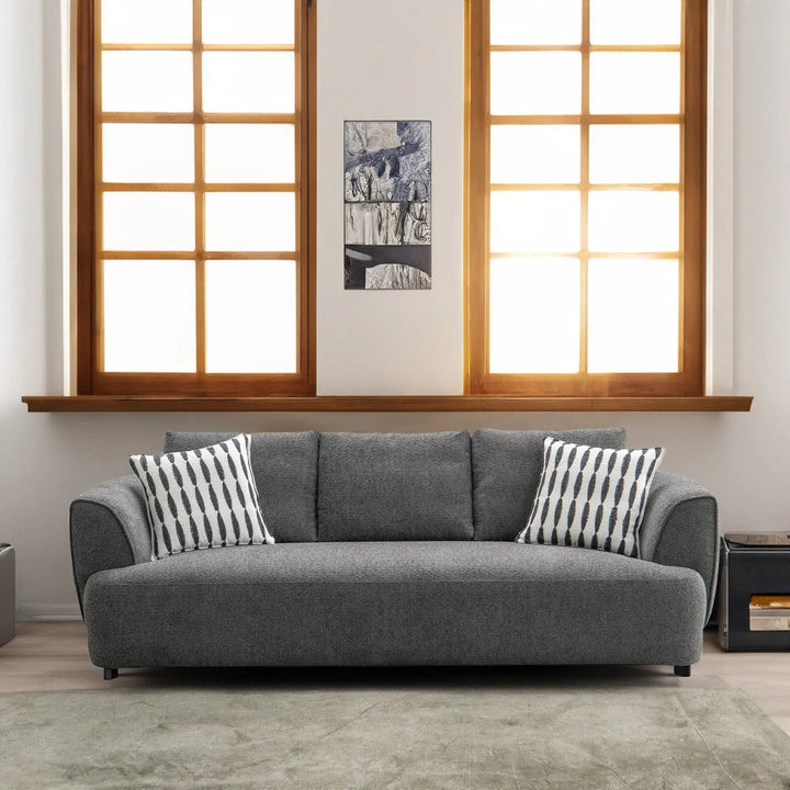 Modern mixed weave fabric 3 seater sofa oble primary product view.
