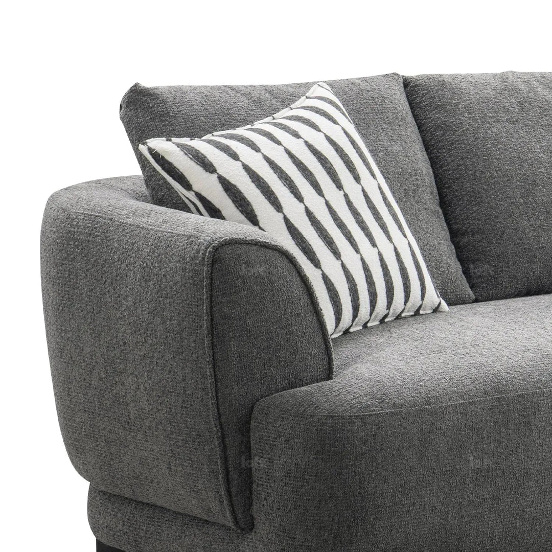 Modern mixed weave fabric 3 seater sofa oble in details.