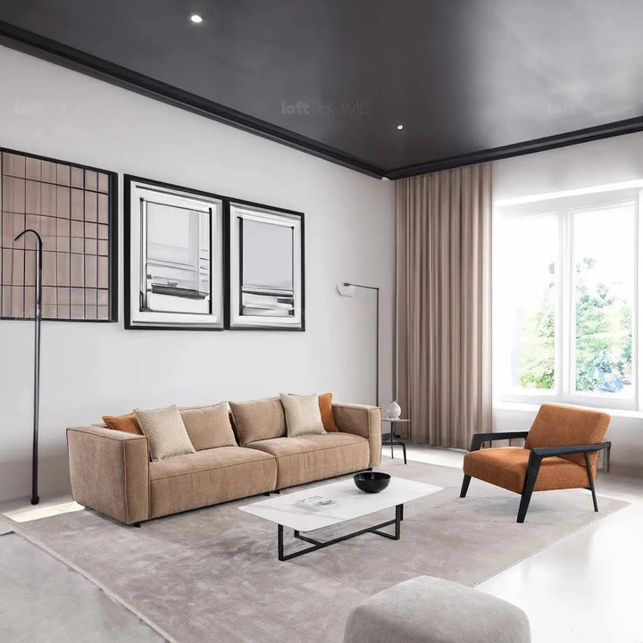 Minimalist mixed weave fabric 4 seater sofa cyus environmental situation.