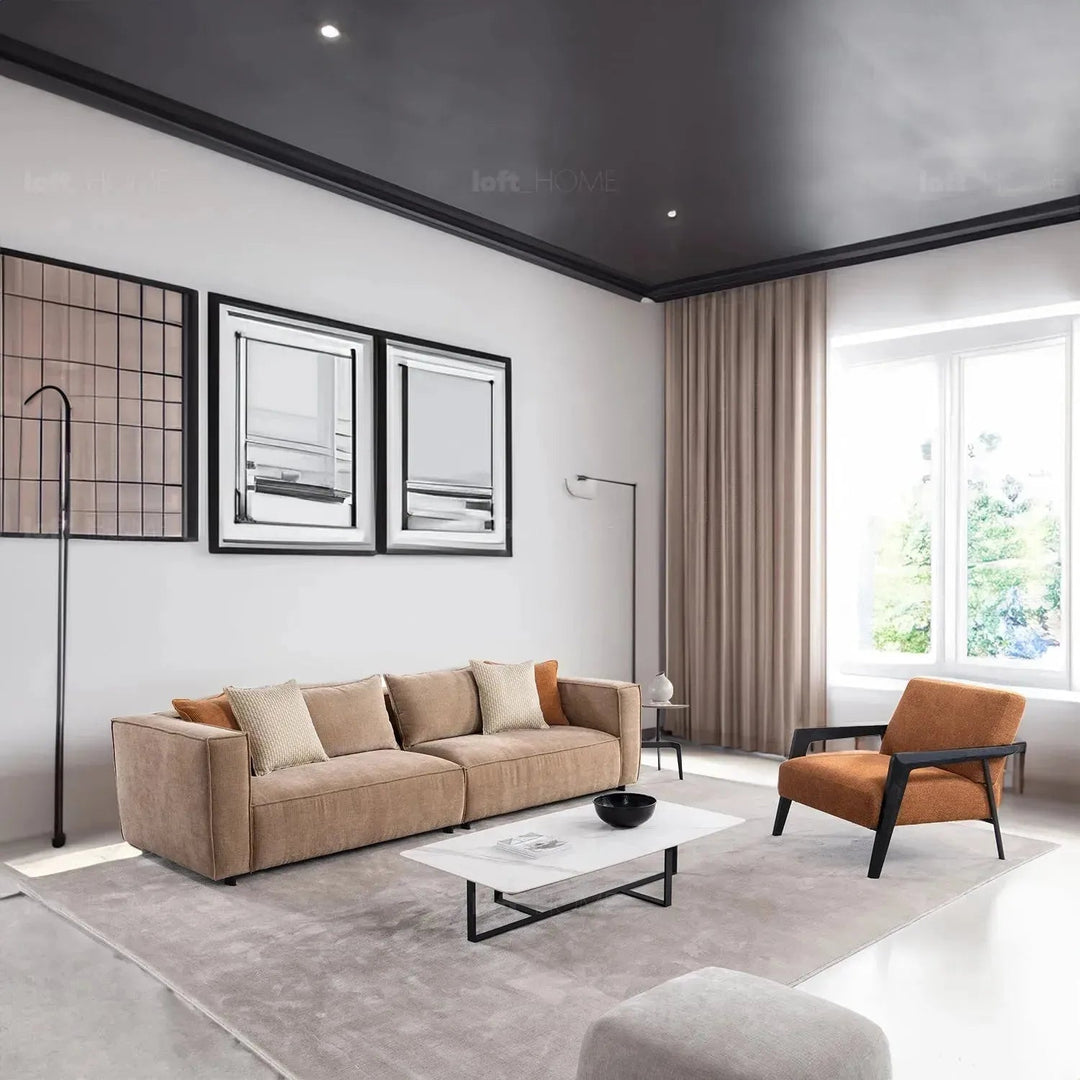 Minimalist Mixed Weave Fabric 4 Seater Sofa CYUS