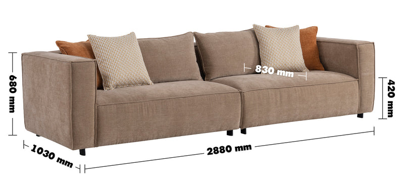 Minimalist Mixed Weave Fabric 4 Seater Sofa CYUS Size Chart