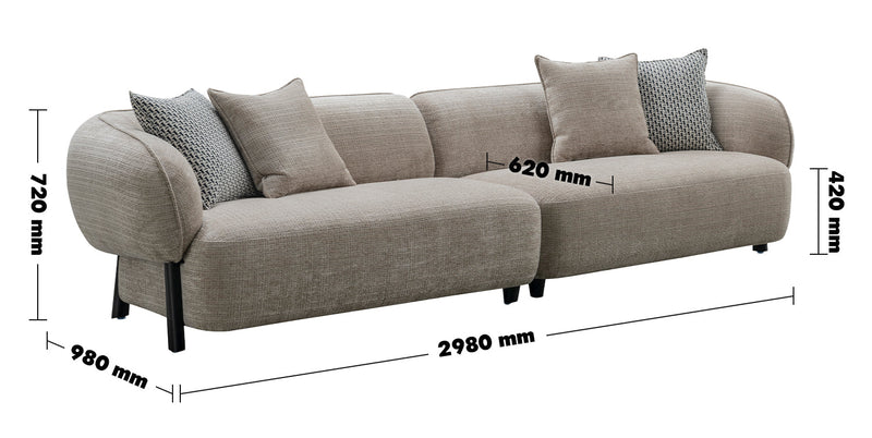 Modern Mixed Weave Fabric 4 Seater Sofa ENSE Size Chart