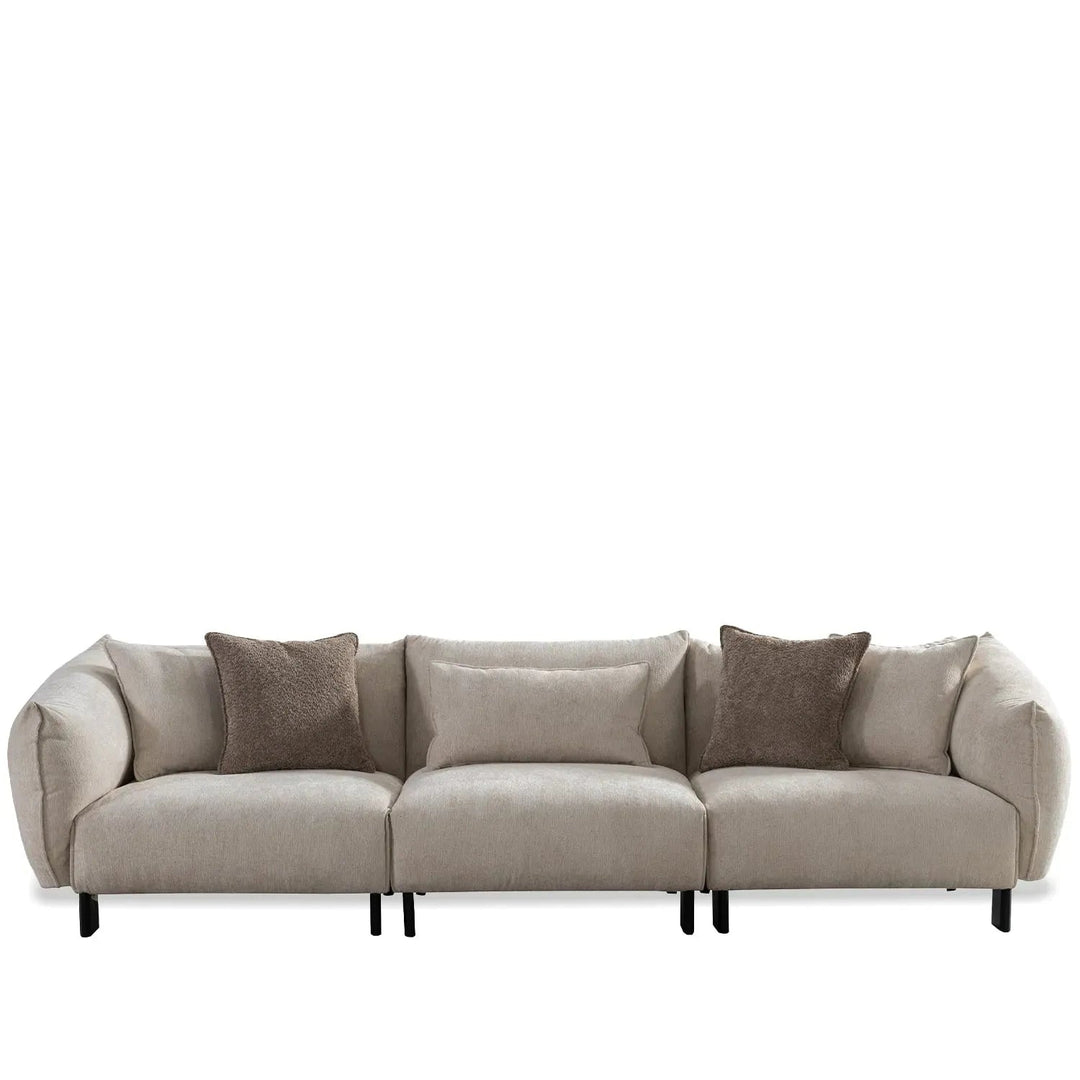 Modern mixed weave fabric 4 seater sofa nest in white background.