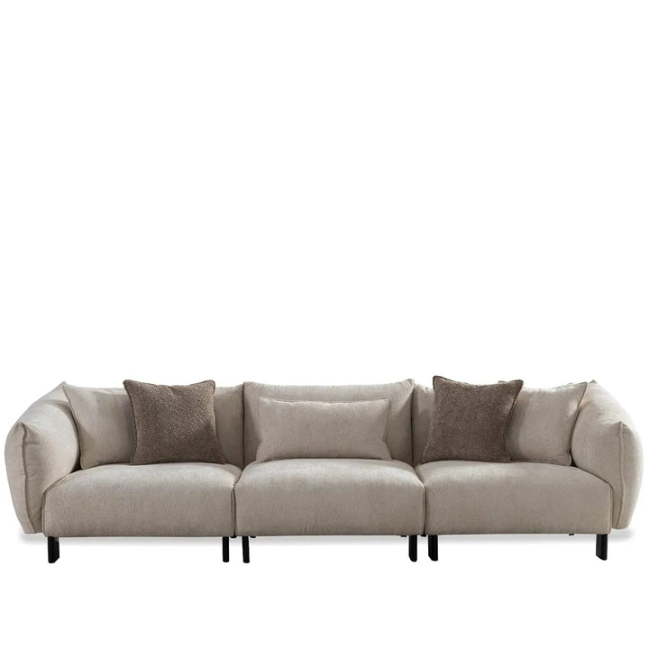 Modern mixed weave fabric 4 seater sofa nest in white background.
