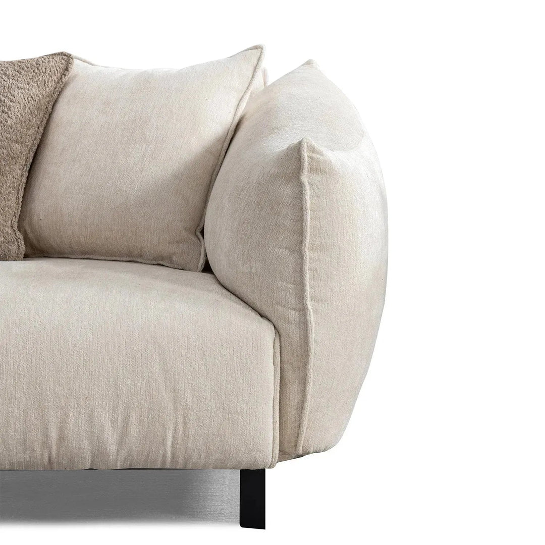 Modern mixed weave fabric 4 seater sofa nest in real life style.