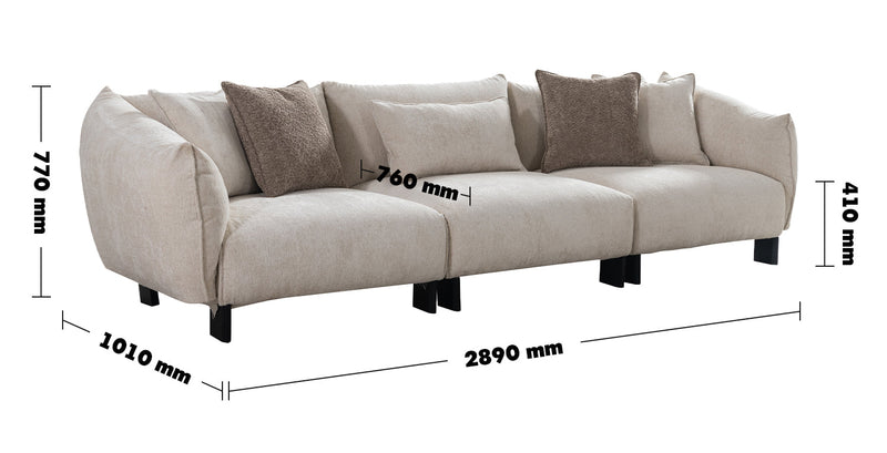 Modern Mixed Weave Fabric 4 Seater Sofa NEST Size Chart