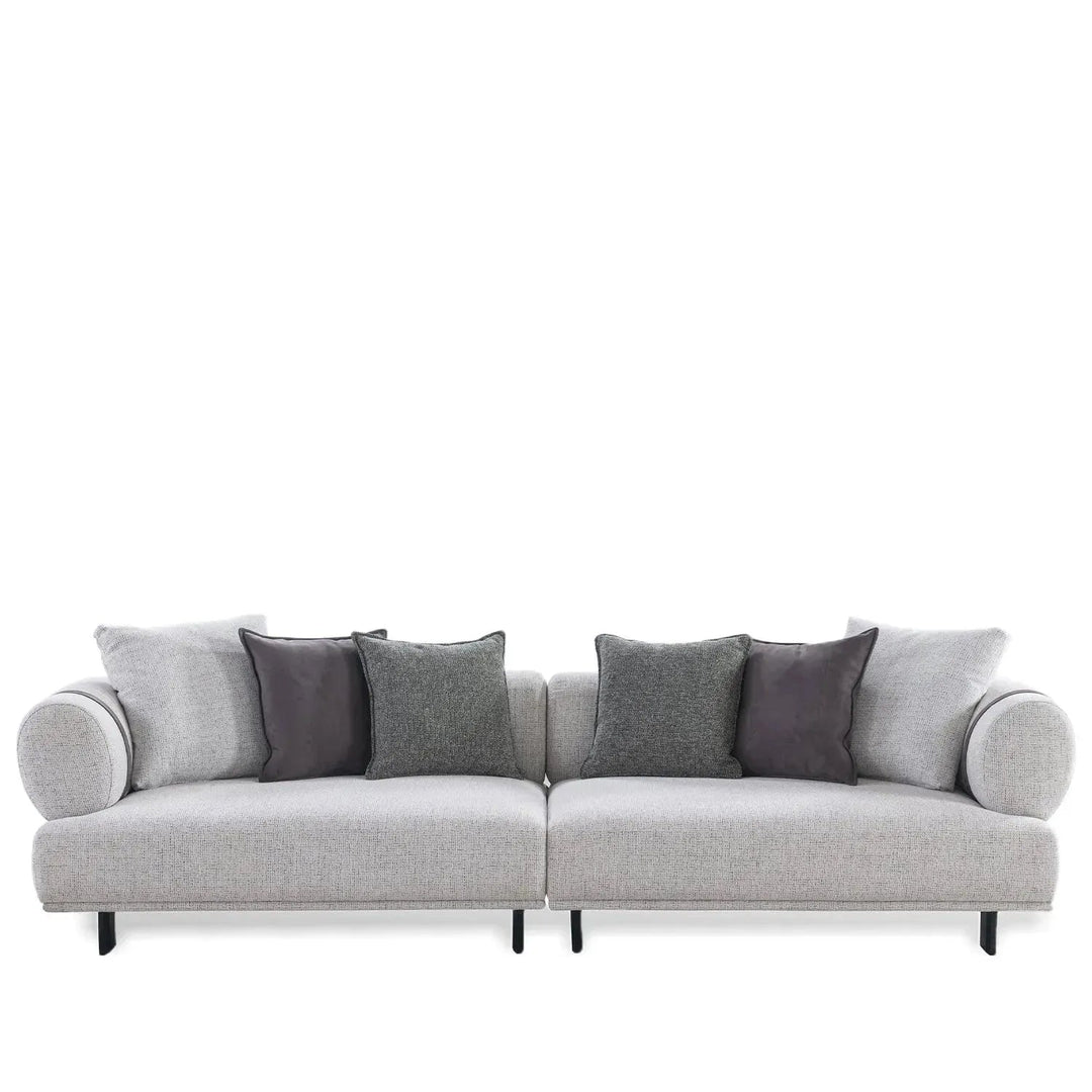 Modern mixed weave fabric 4 seater sofa divan in white background.