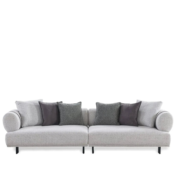 Modern mixed weave fabric 4 seater sofa divan in white background.