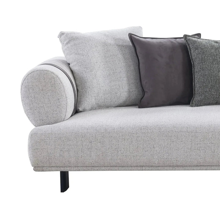Modern mixed weave fabric 4 seater sofa divan material variants.