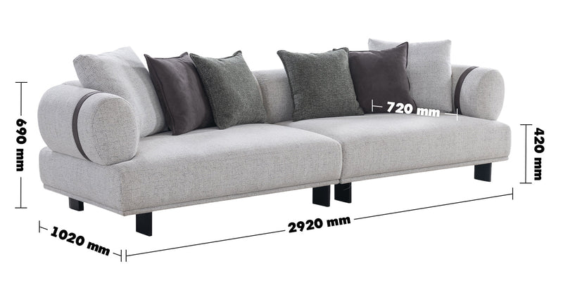 Modern Mixed Weave Fabric 4 Seater Sofa DIVAN Size Chart
