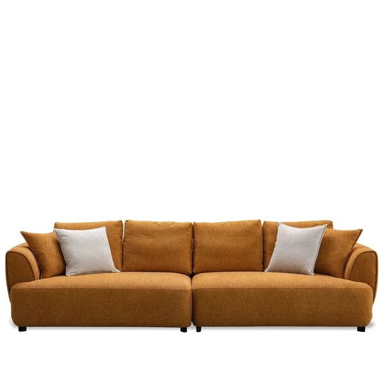 Modern mixed weave fabric 4 seater sofa elegant in white background.