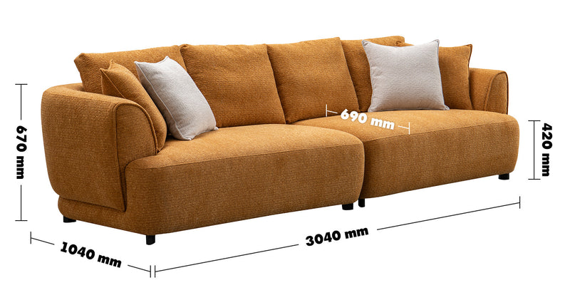 Modern Mixed Weave Fabric 4 Seater Sofa ELEGANT Size Chart