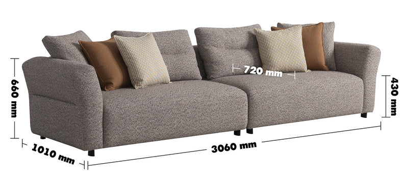 Minimalist Mixed Weave Fabric 4 Seater Sofa GLIDER Size Chart