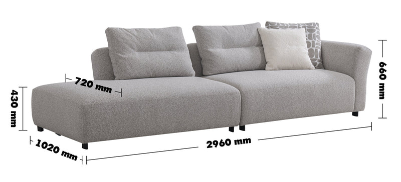 Minimalist Mixed Weave Fabric 4 Seater Sofa SANCTUARY Size Chart