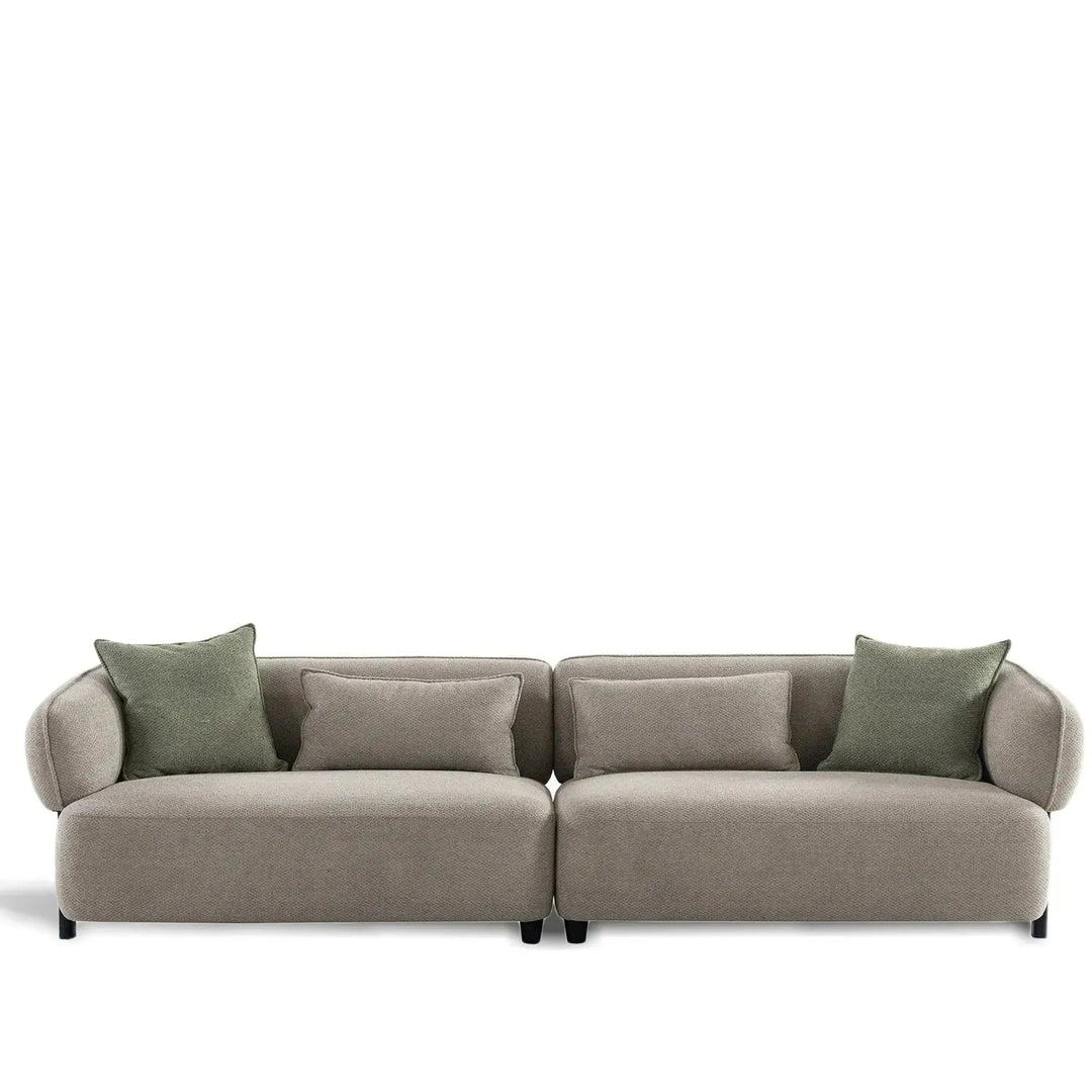 Modern mixed weave fabric 4 seater sofa vista in white background.