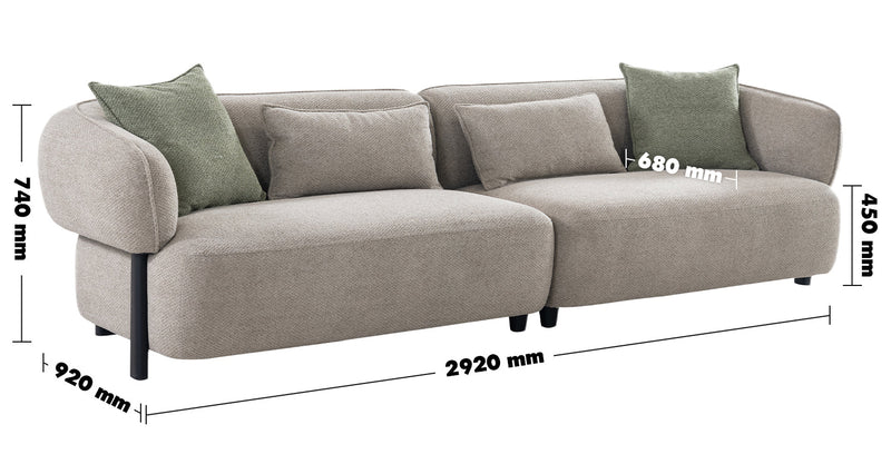 Modern Mixed Weave Fabric 4 Seater Sofa VISTA Size Chart