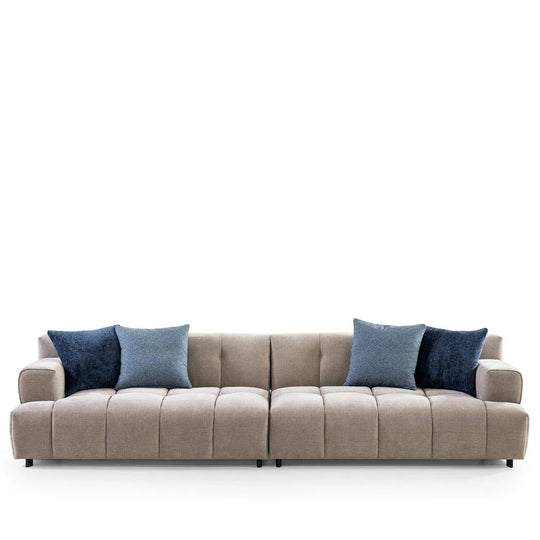 Modern mixed weave fabric 7 seater sofa luna in white background.