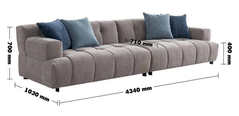 Modern Mixed Weave Fabric 7 Seater Sofa LUNA Size Chart
