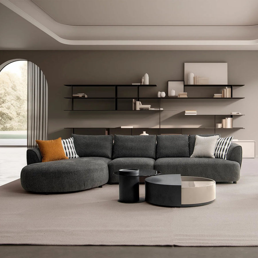 Modern mixed weave fabric l shape sectional sofa asce 4+l primary product view.
