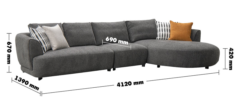 Modern Mixed Weave Fabric L Shape Sectional Sofa ASCE 4+L Size Chart
