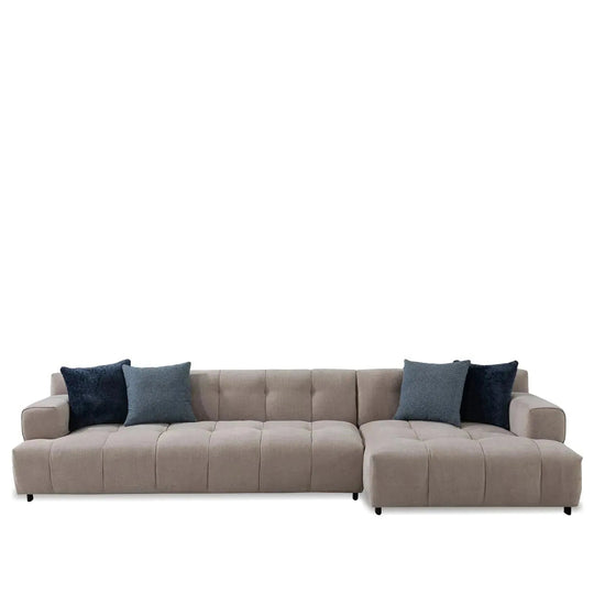 Modern mixed weave fabric l shape sectional sofa luna 3+l in white background.