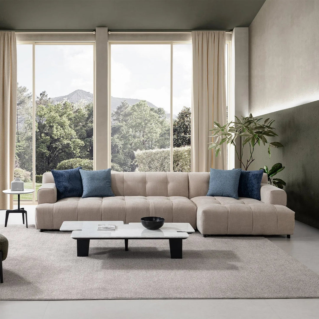 Modern Mixed Weave Fabric L Shape Sectional Sofa LUNA 3+L
