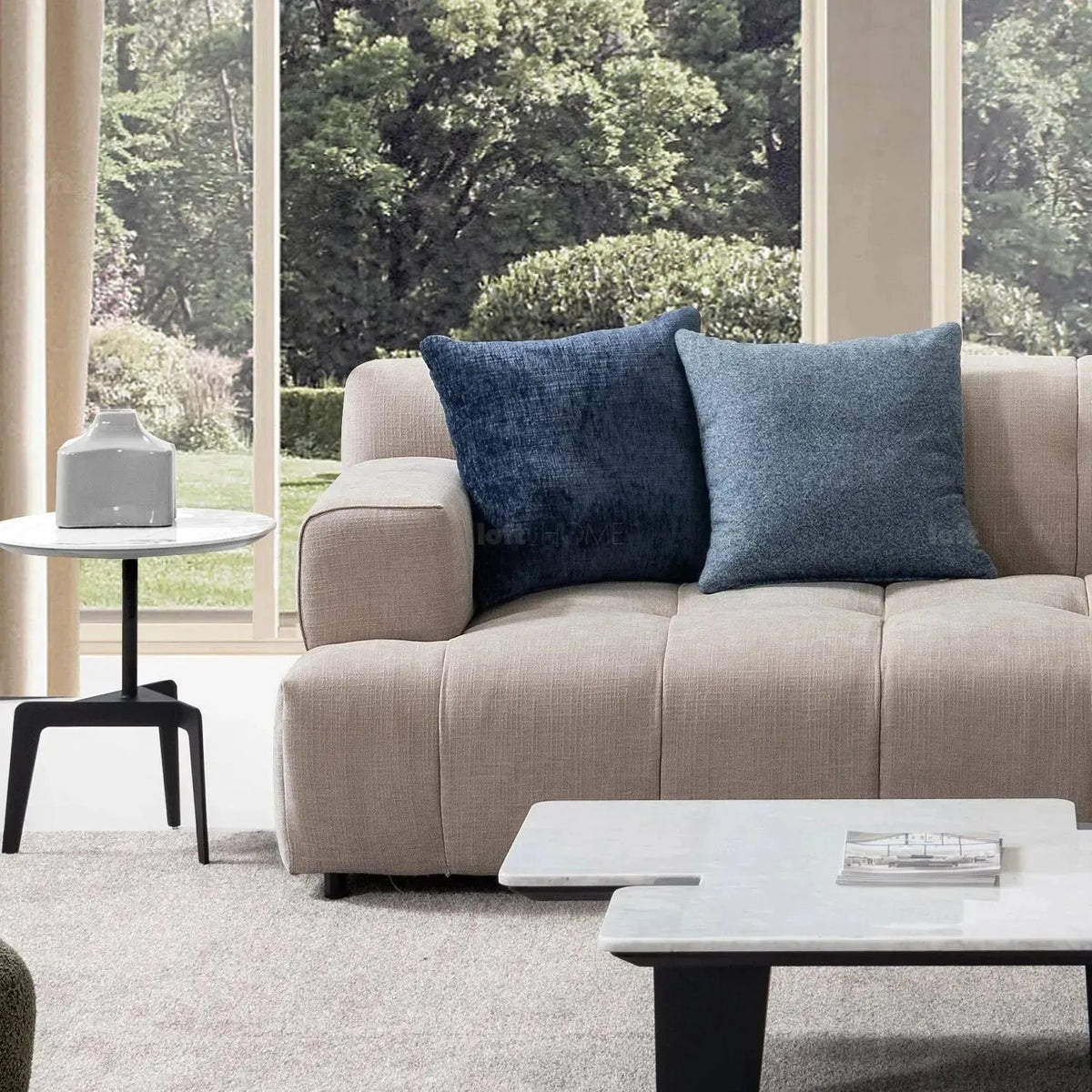 Modern mixed weave fabric l shape sectional sofa luna 3+l in details.