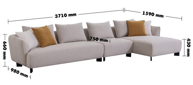 Modern Fabric L Shape Sectional Sofa NEST 4+L Size Chart