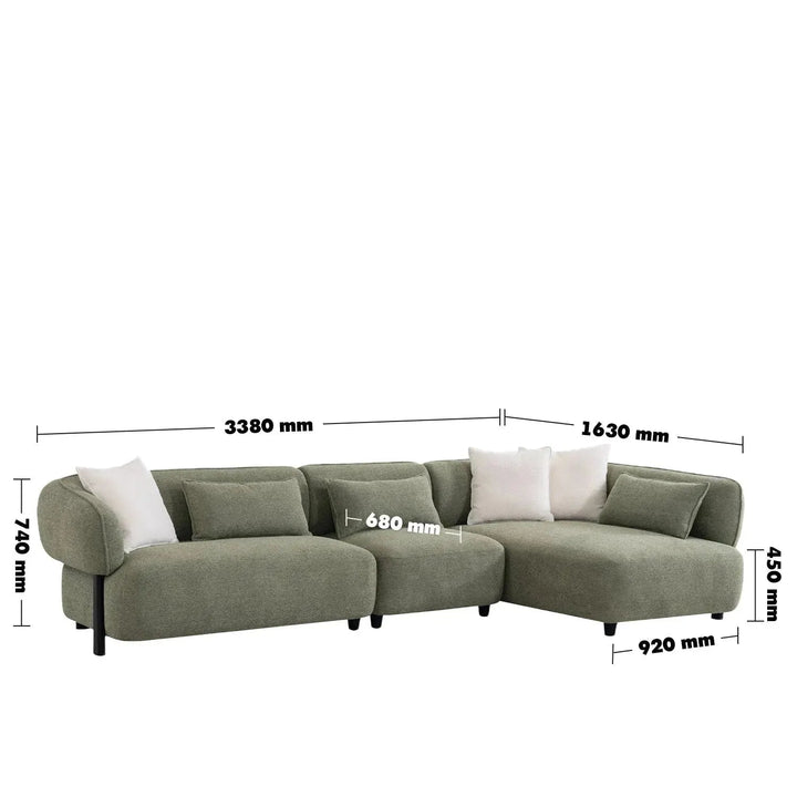 Modern mixed weave fabric l shape sectional sofa plush 3+l size charts.
