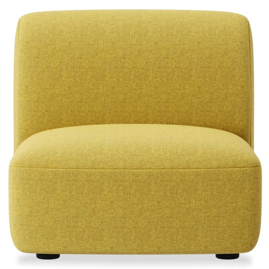 Modern mixed weave fabric modular armless 1 seater sofa petals in white background.
