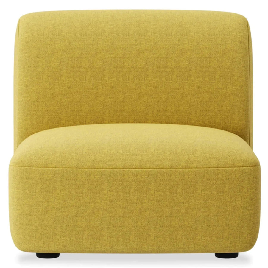 Modern mixed weave fabric modular armless 1 seater sofa petals in white background.