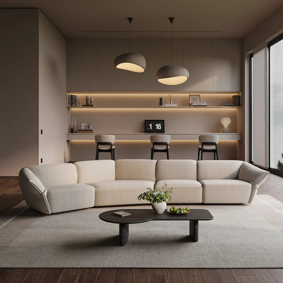 Modern mixed weave fabric modular armless 1 seater sofa petals primary product view.