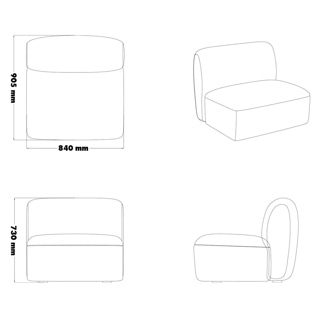 Modern mixed weave fabric modular armless 1 seater sofa petals size charts.
