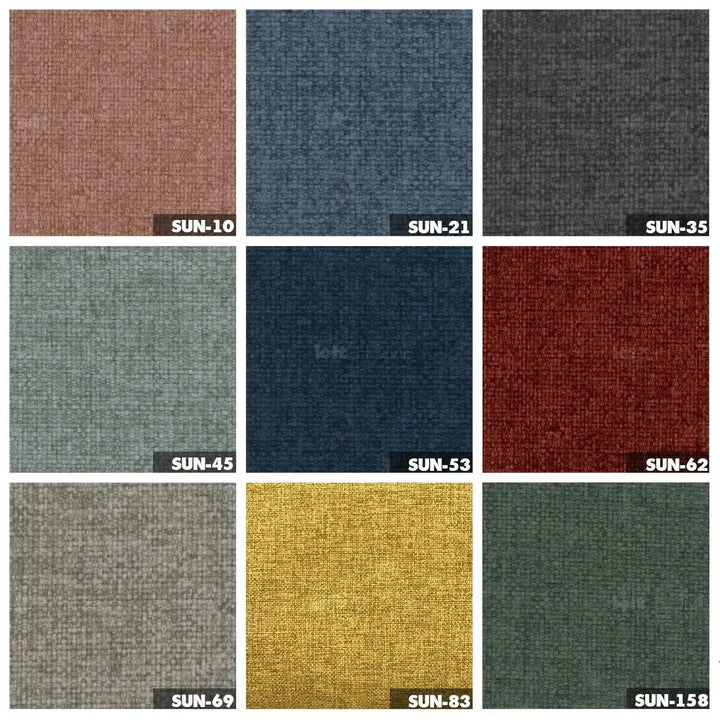 Modern mixed weave fabric modular armless 1 seater sofa petals color swatches.