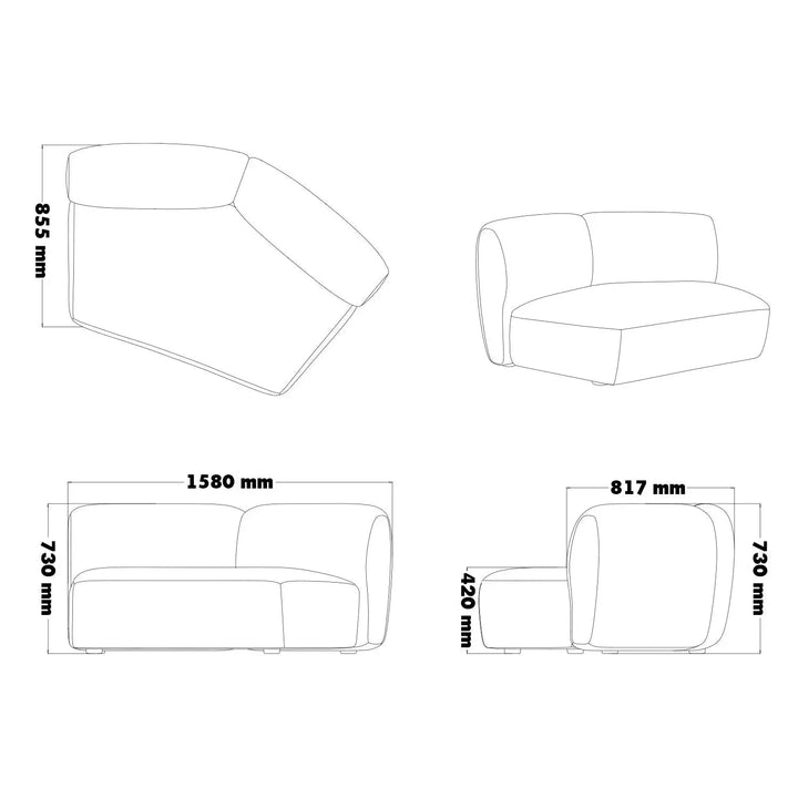 Modern mixed weave fabric modular armless 2 seater sofa petals size charts.