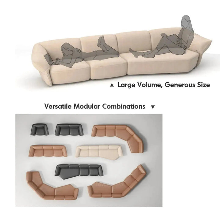 Modern Mixed Weave Fabric Modular Armless 2 Seater Sofa PETALS