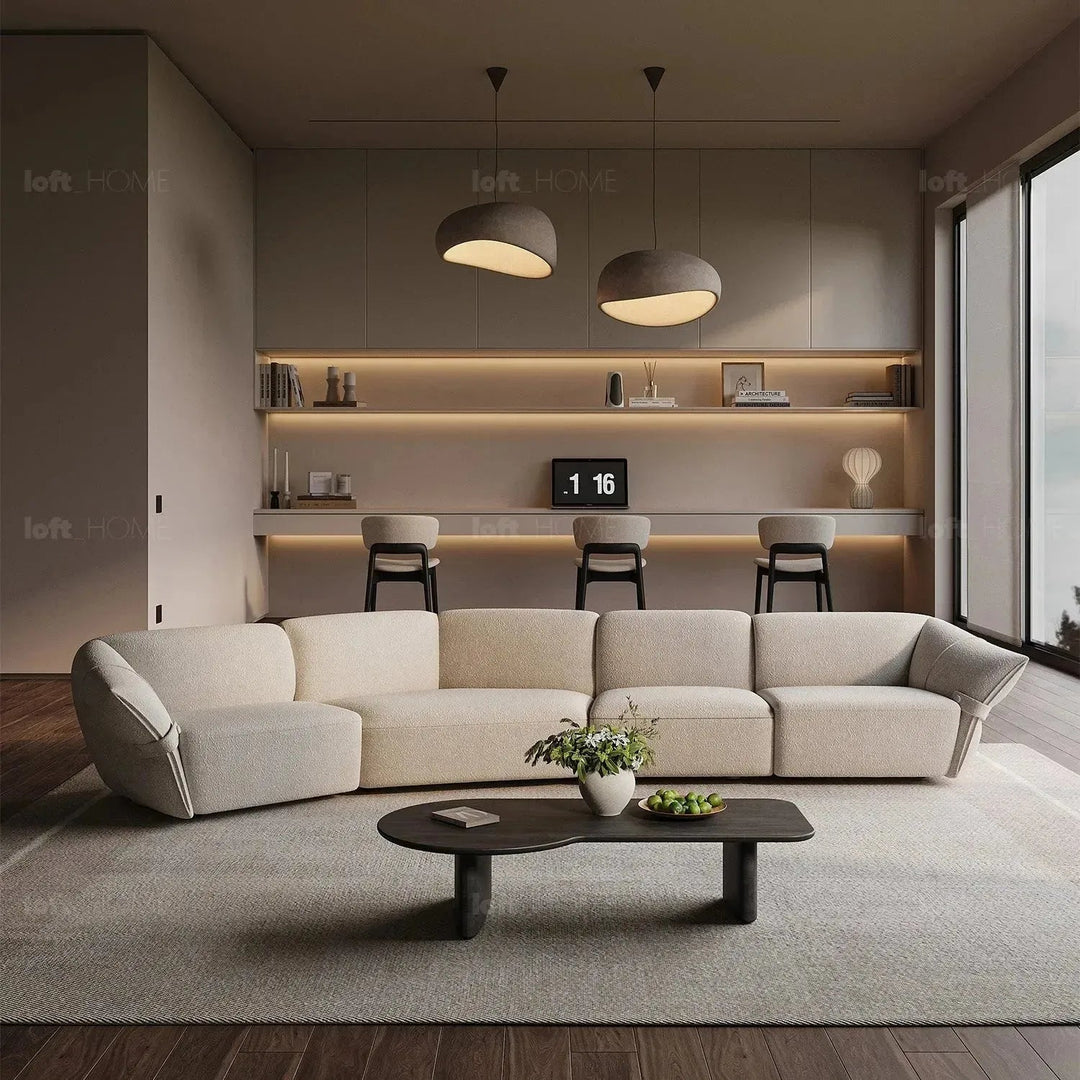 Modern mixed weave fabric modular chaise sofa petals conceptual design.