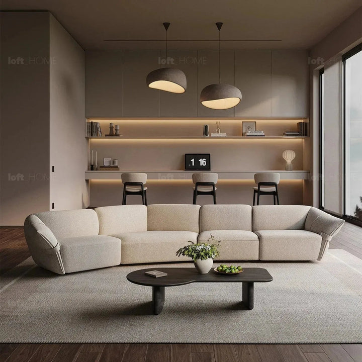 Modern mixed weave fabric modular chaise sofa petals conceptual design.
