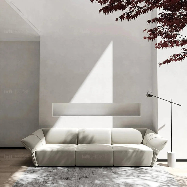 Modern mixed weave fabric modular chaise sofa petals layered structure.