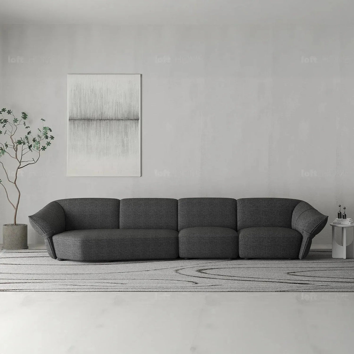 Modern mixed weave fabric modular corner 1 seater sofa petals detail 1.