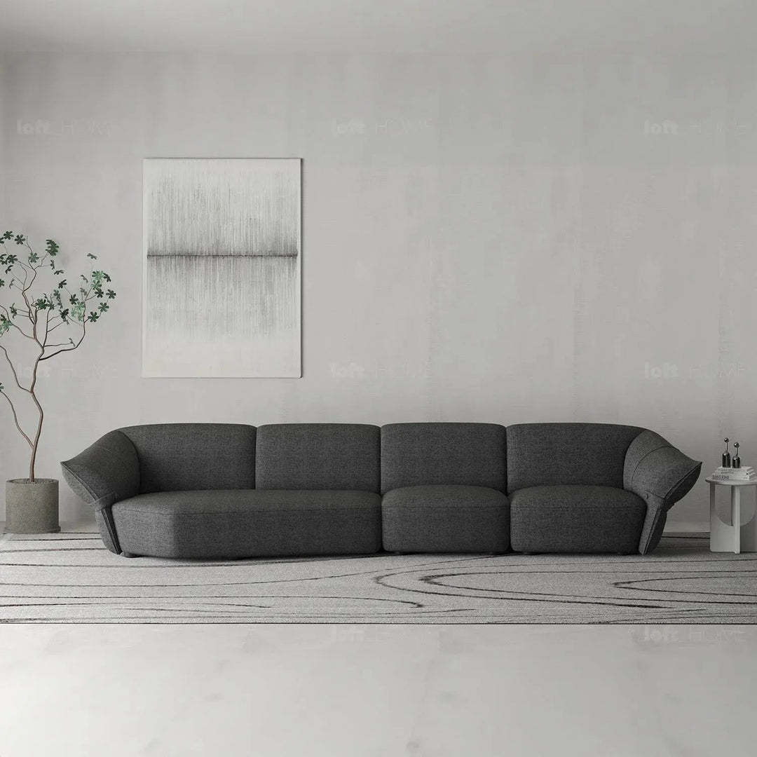 Modern mixed weave fabric modular corner 1 seater sofa petals detail 1.