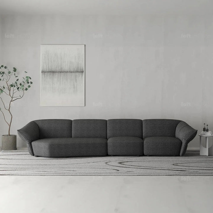 Modern mixed weave fabric modular corner 1 seater sofa petals detail 1.