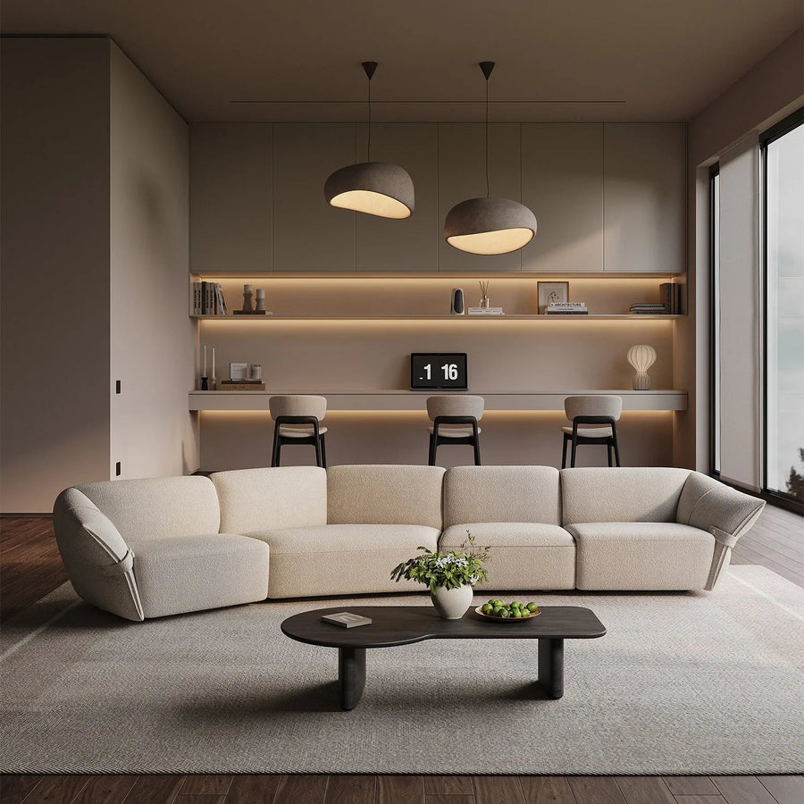 Modern mixed weave fabric modular corner 1 seater sofa petals primary product view.