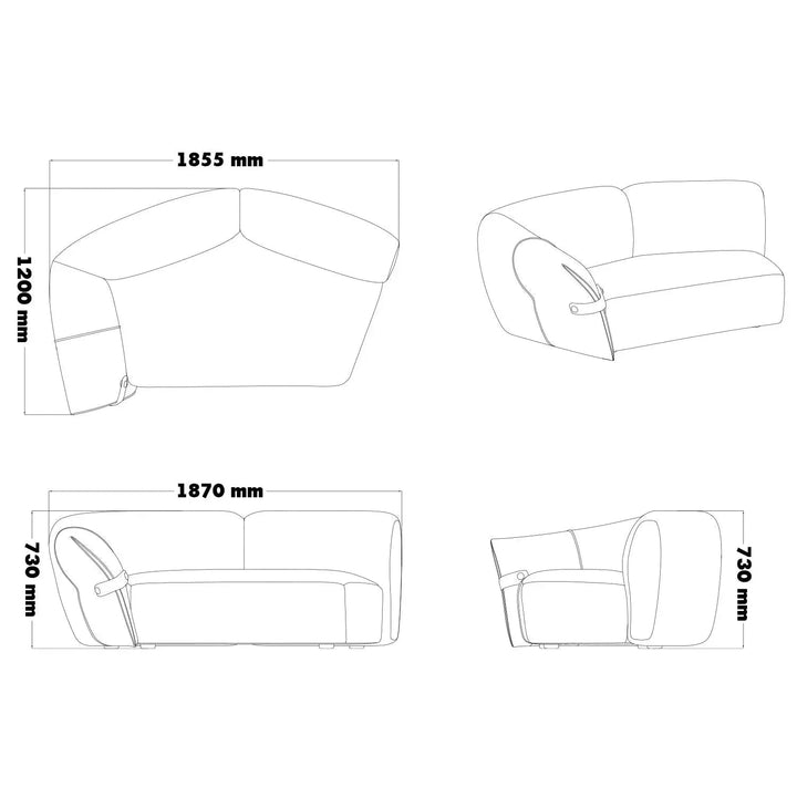 Modern Mixed Weave Fabric Modular Corner 2 Seater Sofa PETALS