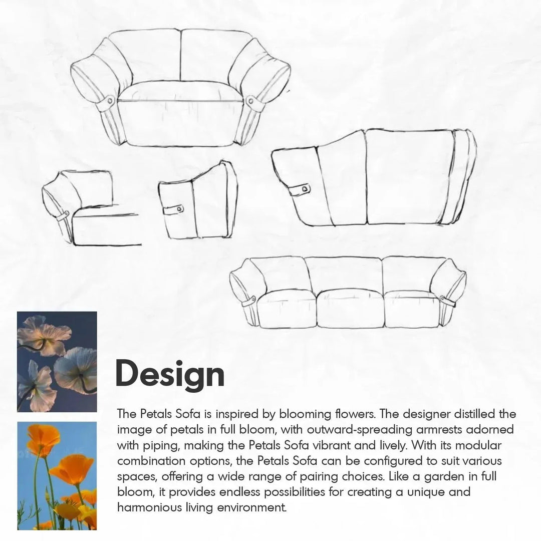 Modern Mixed Weave Fabric Modular Corner 2 Seater Sofa PETALS