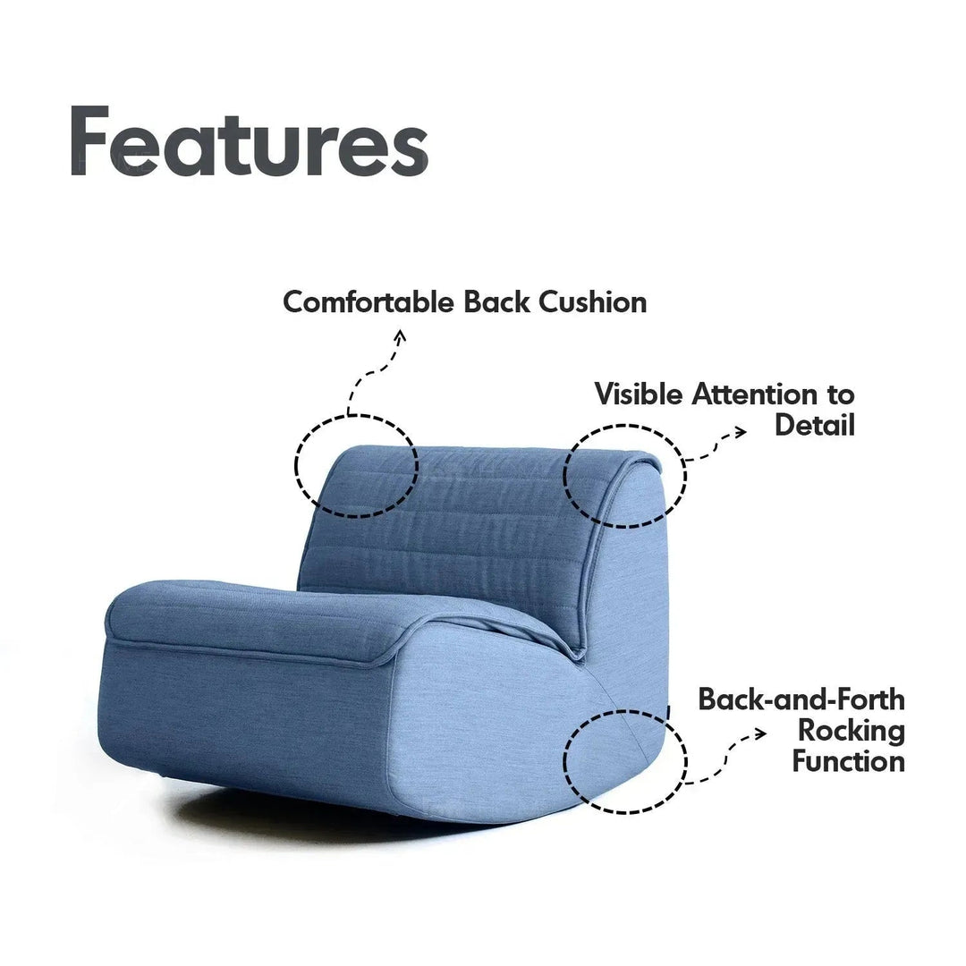 Modern Mixed Weave Fabric Rocking 1 Seater Sofa HOBBYHORSE