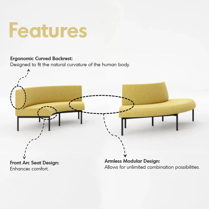 Minimalist mixed weave fabric round 2 seater sofa santo in close up details.